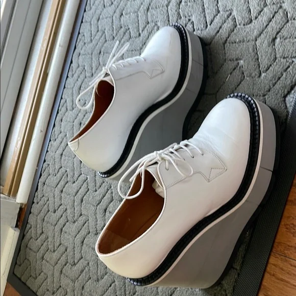 Robert Clergerie White Platform Wedge Shoes - Picture 4 of 5